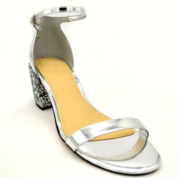 Marc Fischer Womens Safia Sandal‎ Sz 5M Silver Ankle Strap Cushioned Footbed NEW - Picture 1 of 6